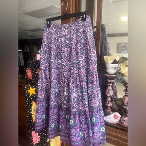 Purple Floral Tiered Maxi Skirt